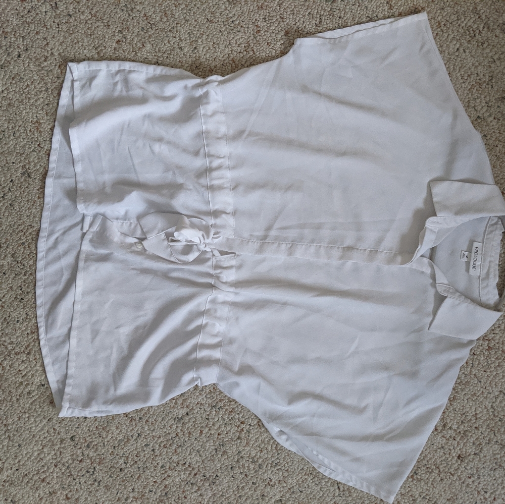 Medium Prologue white button tie blouse